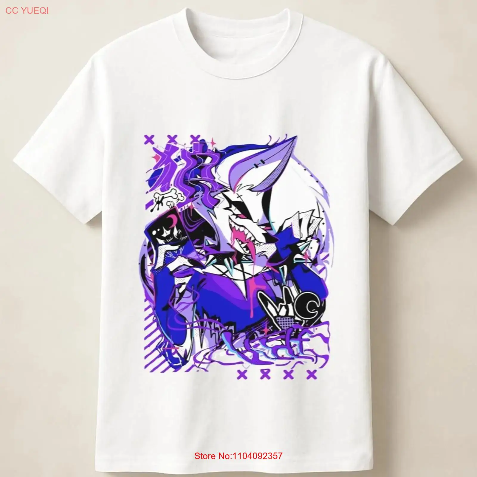 Vintage Fashion Style Men - Purple Anime Wolf in Graffiti Poster
