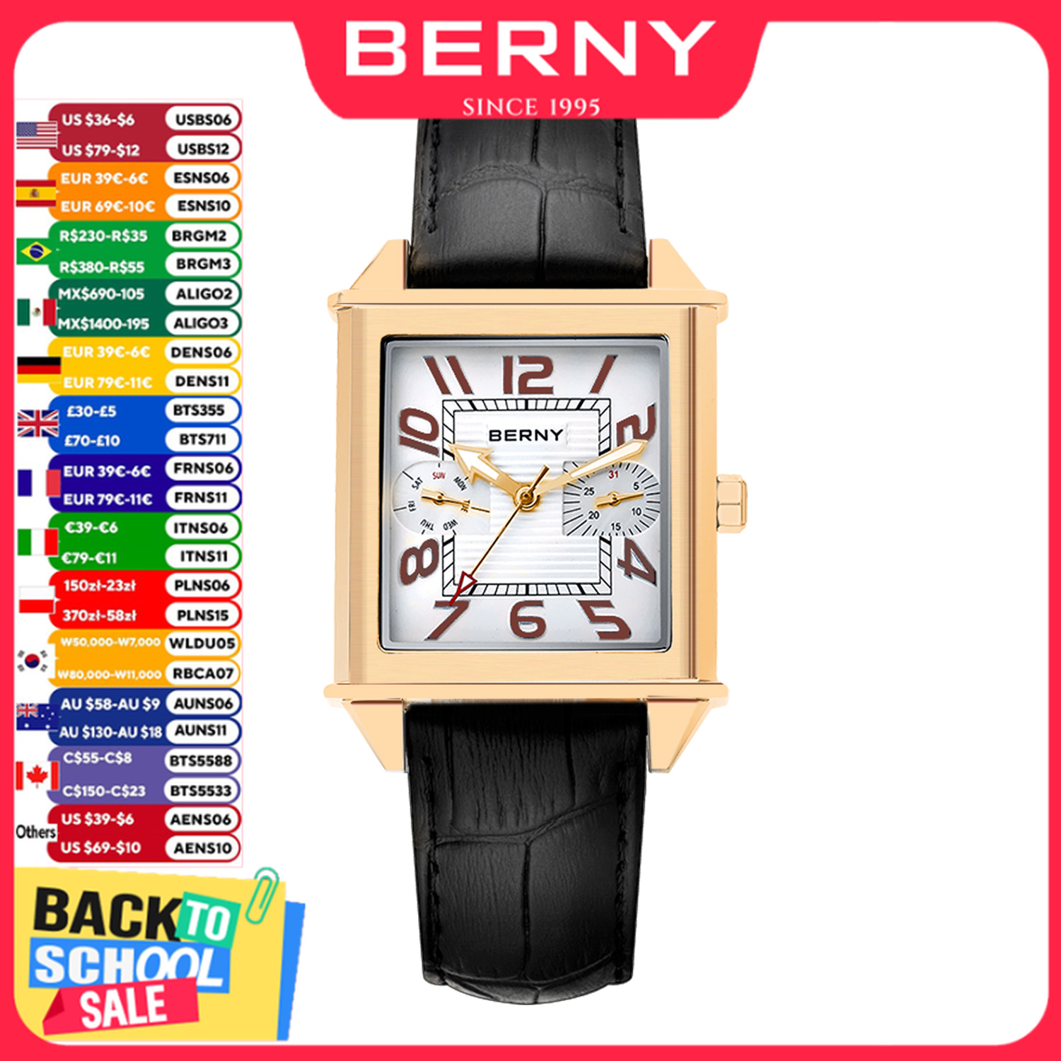 Vintage Fashion Complete - BERNY 6P25 Quartz Watch for Men