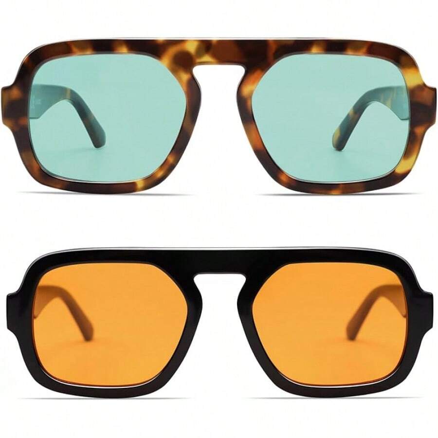 Vintage Fashion Style Men - VANLINKER Oversized Retro Square Aviator For