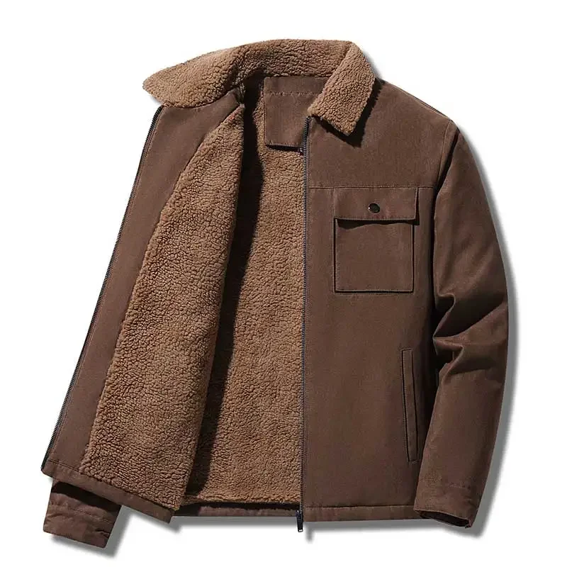 Vintage Windbreaker Nylon - Winter Men Jackets Suede Warm Fleece
