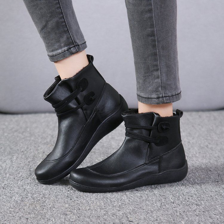 Women Vintage Round Toe PU Lea - огляд і ціна Vintage Fashion Plus Size