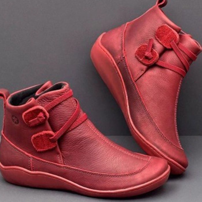 Women Vintage Round Toe PU Lea - огляд і ціна Vintage Fashion Plus Size