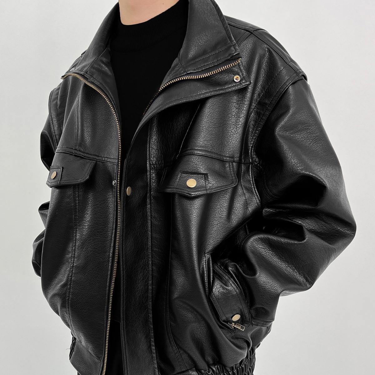 Pu Leather Men's Thickened Bik - огляд і ціна Vintage Windbreaker Nylon