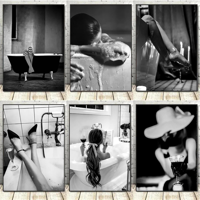 Black and White Woman Bathroom - огляд і ціна Vintage Fashion Prints For Wall