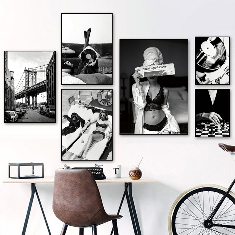 Black and White Vintage Wall A - огляд і ціна Vintage Fashion Prints For Wall