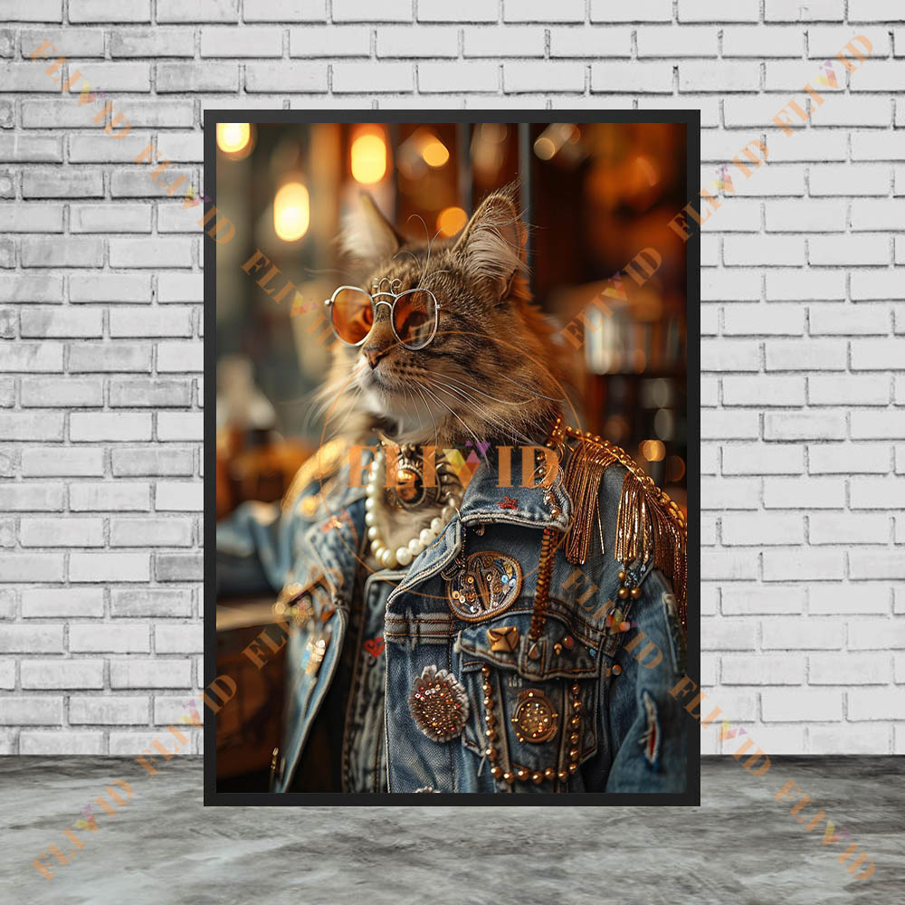 Vintage Denim Cool Cat Canvas  - огляд і ціна Vintage Fashion Prints For Wall