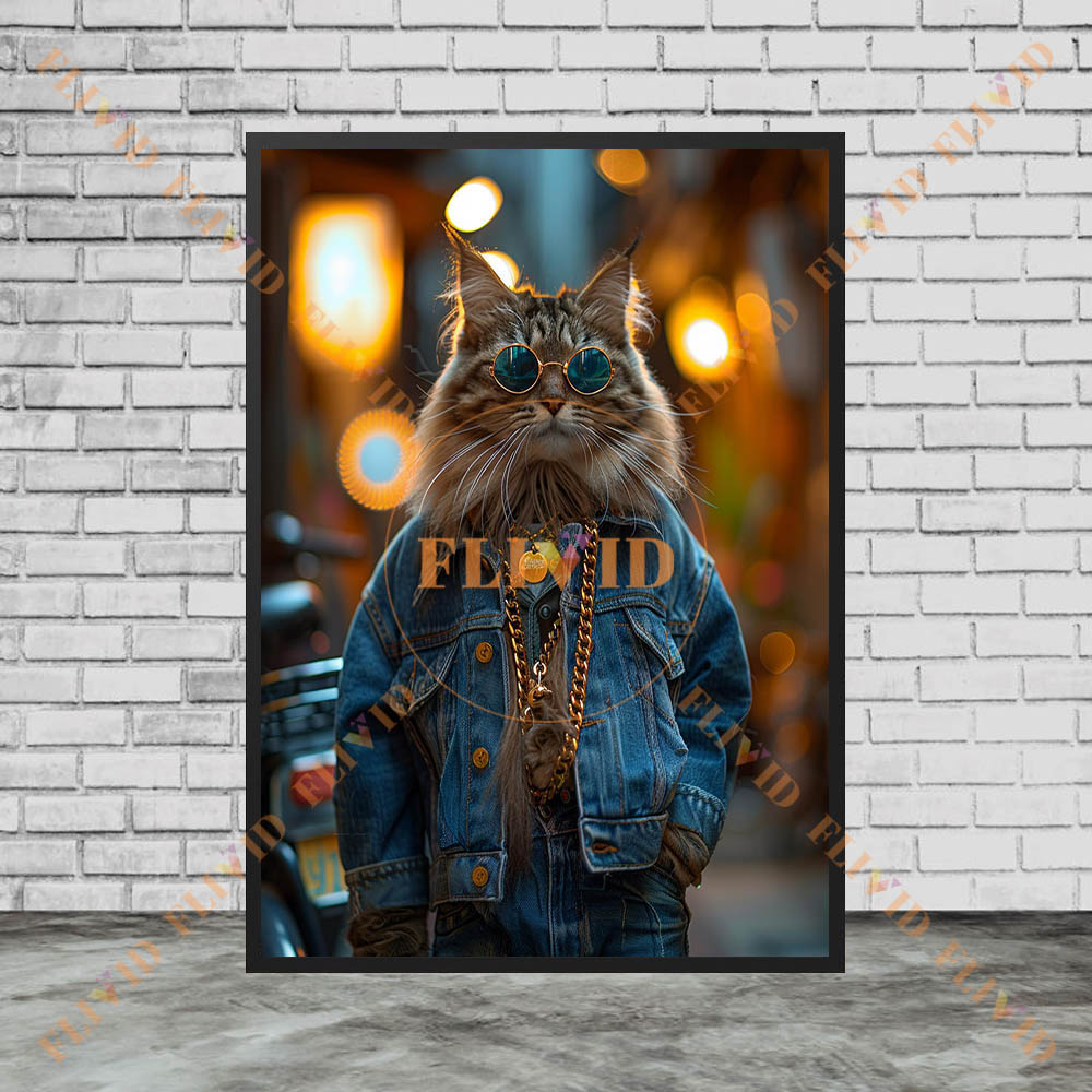 Vintage Denim Cool Cat Canvas  - огляд і ціна Vintage Fashion Prints For Wall