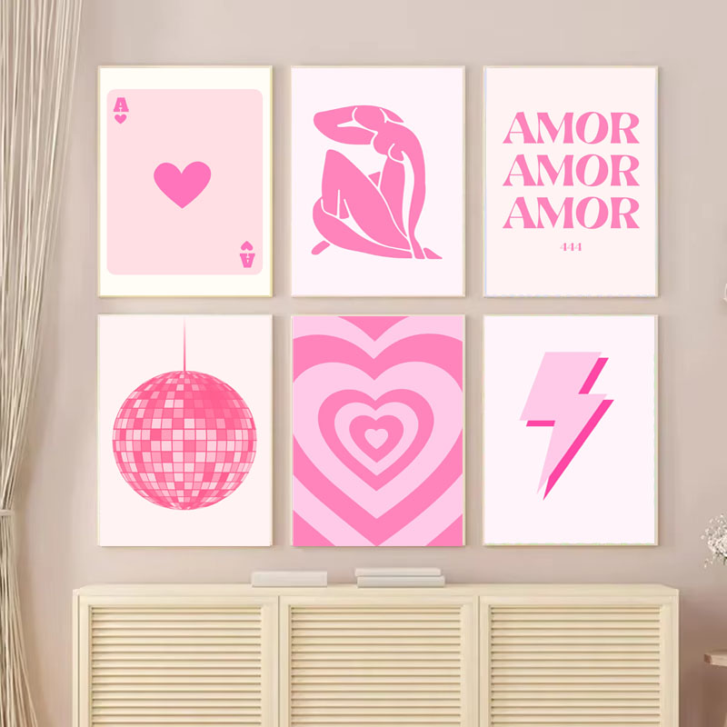 1pc Canvas painting  Pink Mati - огляд і ціна Vintage Fashion Prints For Wall