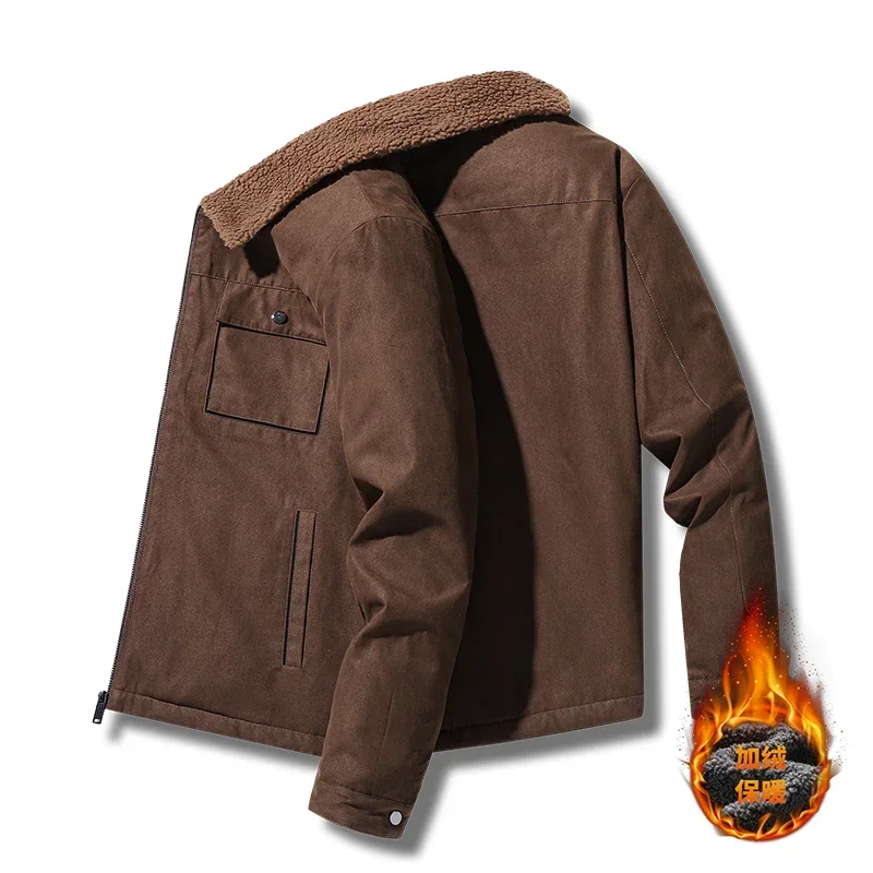 Winter Men Jackets Suede Warm  - огляд і ціна Vintage Windbreaker Nylon